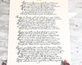 Handwritten 'IF' Poem Print by Rudyard Kipling - Calligraphy Art