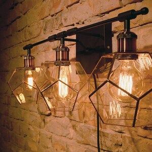 Glass triple sconce / Wall lights / Bathroom lighting / Wall glass lamp