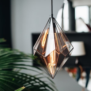 Stained glass hanging light / Geometric pendant light / Glass ceiling light / Pendant light