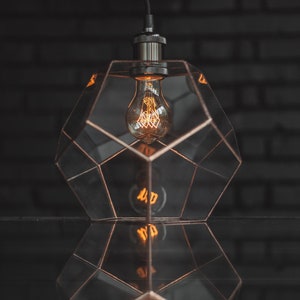 Pendant Dodecahedron Light / Stained glass Light / Ceiling geometric light / Glass glass light / Pendant light