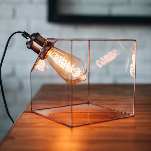 Table Stained Glass Lamp / Geometric Desk Light / Glass Table Etsy