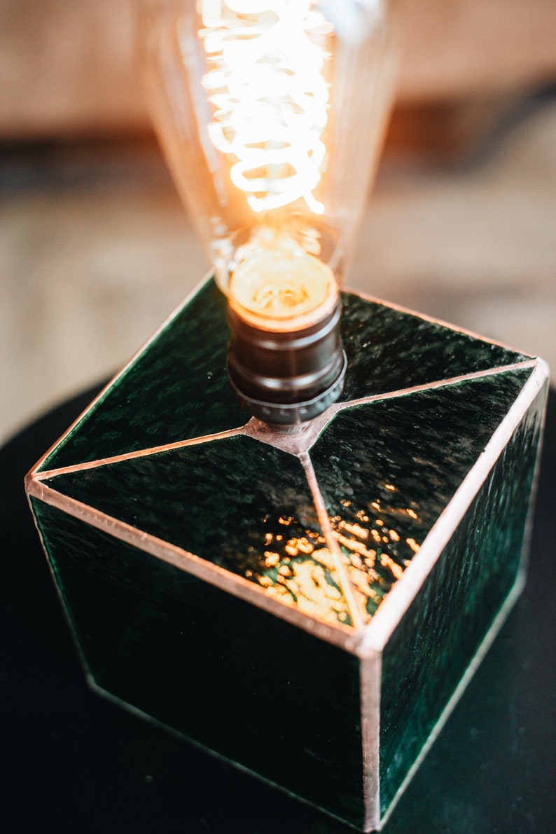 Table Glass Lamp / Table Stained Lamp / Geometric glass lamp / Etsy