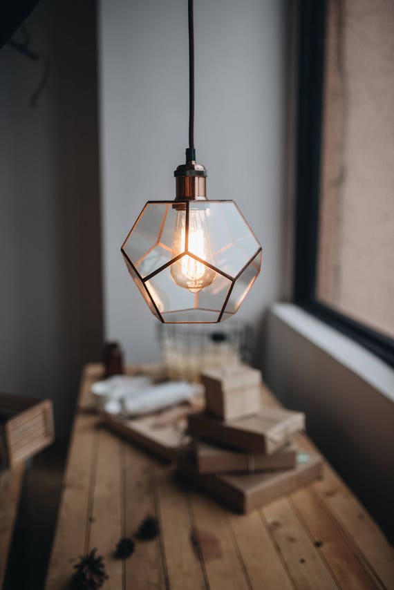 Pendant Dodecahedron Lamp Geometric Glass