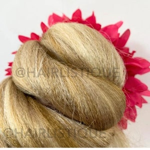 ウィンターブロンドのプレストレッチカラーブレンド編み込みヘア