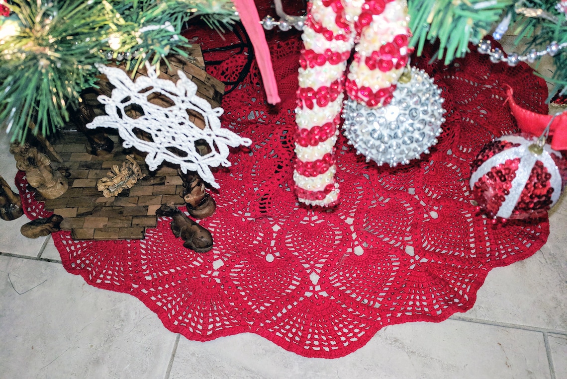 Crochet Pineapple Christmas Tree Skirt Pattern Etsy