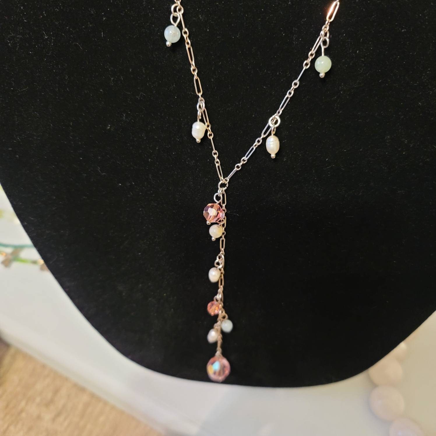 Piedra pequeña Perlas y Cristal Y Collar | Etsy