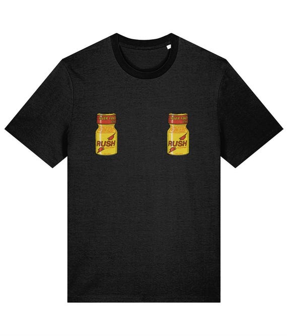 Organic Cotton T-Shirt with Rush Poppers Graphic - Black Tee