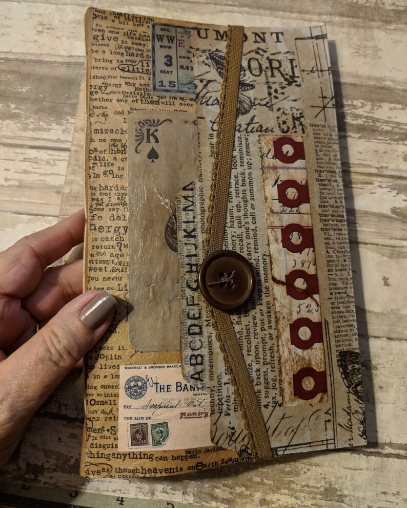 Junk Journal Handmade Journal File Folder w/Button journal Etsy