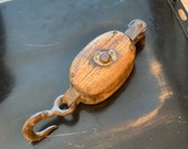 Vintage Wood Iron Barn Pulley 1800s