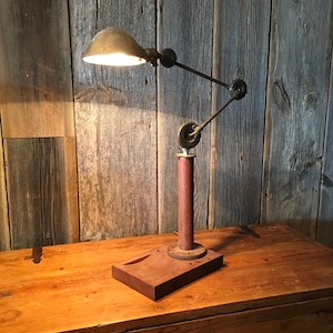 Desk Lamp Articulating Industrial Lamp Vintage Reading Light Reclaimed Handmade Unique lamp OC White Lighting zdjęcie 1