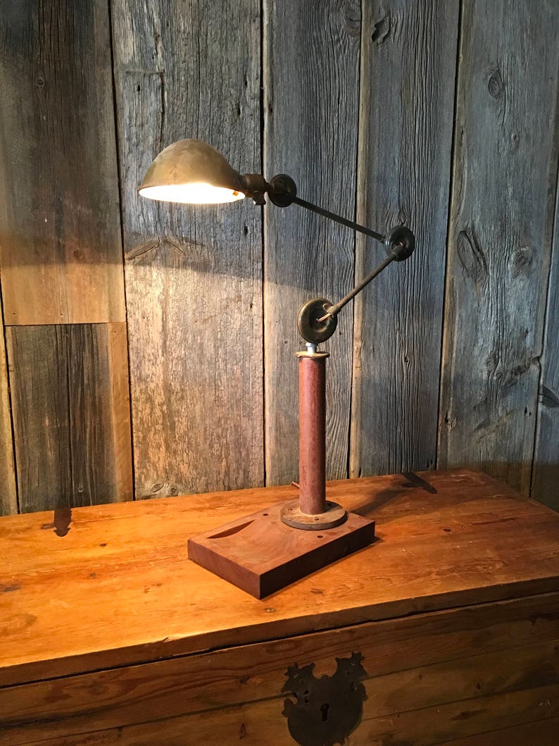 Desk Lamp Articulating Industrial Lamp Vintage Reading Light Reclaimed Handmade Unique lamp OC White Lighting zdjęcie 1