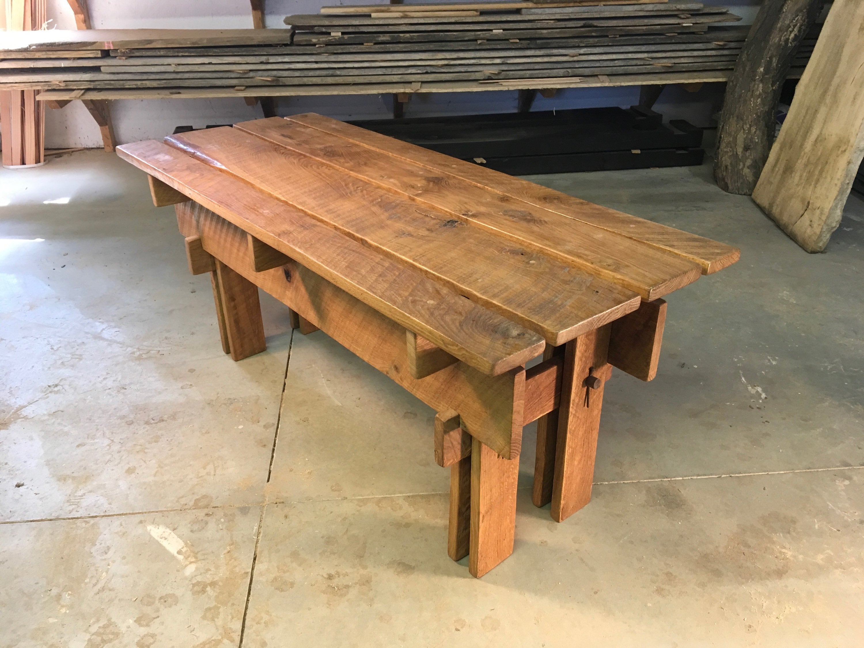 Oak Japanese Style Bench: Handcrafted Joinery Only Wood Garden