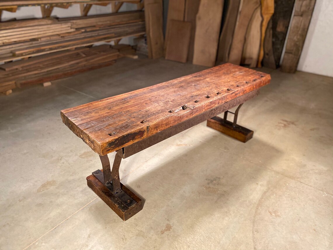 Vintage Work Bench Woodworking Bench Top Entry Bench Garden Bench Park