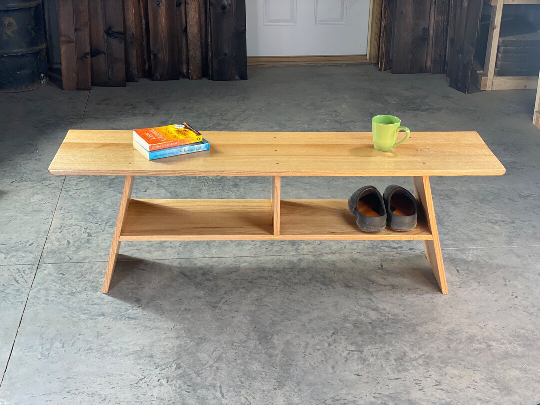 Bench Wood Solid Oak Entry Bench No Nails Handmade Joinery Shoe Bench