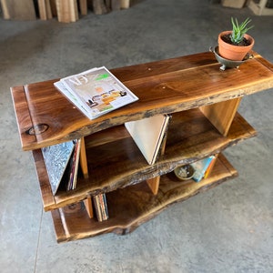 Record Shelf | Live Edge Walnut Ash | Vinyl LP Shelf | Record Stand