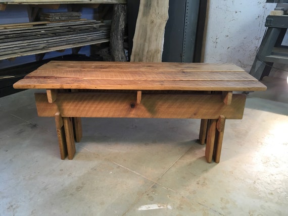 Japanese Style Bench Custom Made Solid Wood Reclaimed Etsy