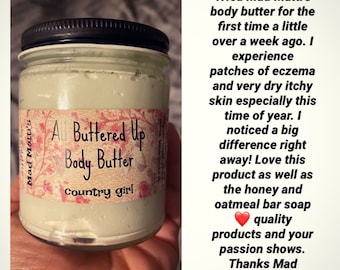 Mad Matti’s natural All Buttered Up Body Butter 9oz lavender orange, heaven, peace love, sunshine grapefruits, peppermint bark, and coconut