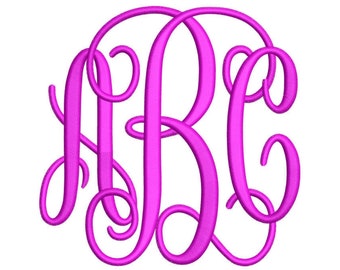 Vine Monogram Embroidery Font, Vine monogram Machine Embroidery Files in DST BX PES formats.