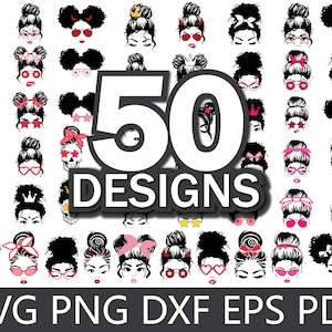 Messy Bun Bundle svg, mom and daughter svg, Glasses SVG, Messy hair SVG, PNG for Cricut Silhouette