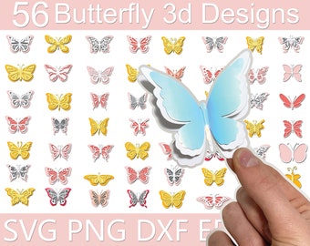 Butterfly SVG Bundle: 56 Layered Butterfly Files for Cricut (Digital Download)