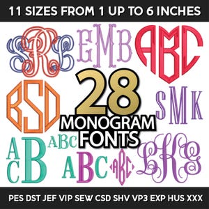 Embroidery fonts Bundle, Machine embroidery fonts, Monogram Embroidery Fonts, Machine Embroidery monogram bundle files