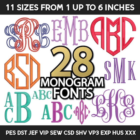 Embroidery fonts Bundle, Machine embroidery fonts, Monogram Embroidery Fonts, Machine Embroidery monogram bundle fonts, Embroidery Fonts