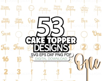 Paquete SVG de adornos para tartas: Archivos cortados con láser para cumpleaños y bodas (descarga digital)