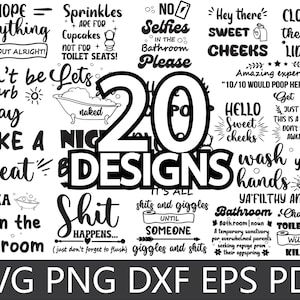 Funny Bathroom Quotes SVG Bundle: Farmhouse Sign Designs (Digital Download)