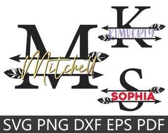 Split Monogram SVG: Family Name Initial (Digital Files)