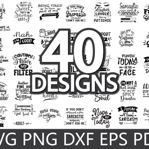 Lot de citations sarcastiques drôles SVG : 40 modèles (téléchargement numérique)