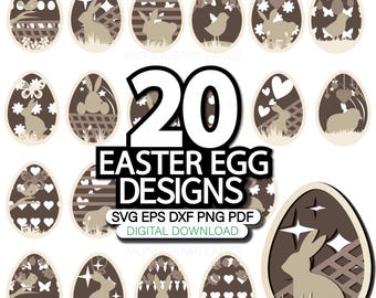 Easter Egg Laser Cut Files: Multilayer SVG Ornaments (Digital Download)