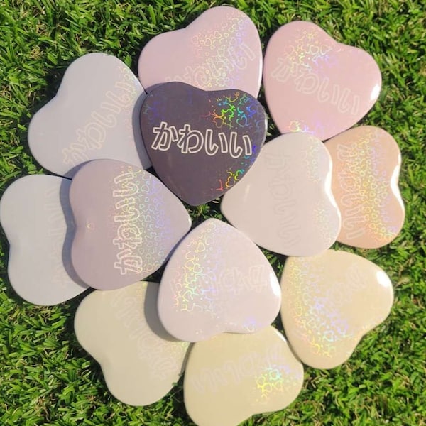 Pastel Kawaii Heart Badges