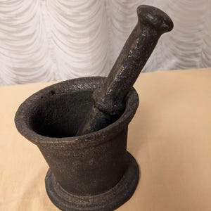 Rare Antique Cast Metal Set Mortar and Pestle, Apothecary, Vintage-19th Century