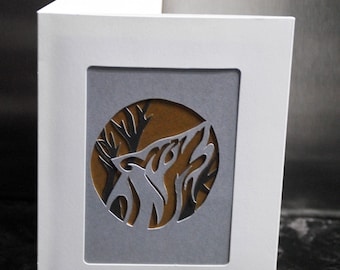 Cut paper | Layered Wolf | Greeting Card | Original | Handmade