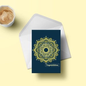Grußkarte | Mandala | Illustrative | 4x6inches | Blank Inside | Herzlichen glückwunsch