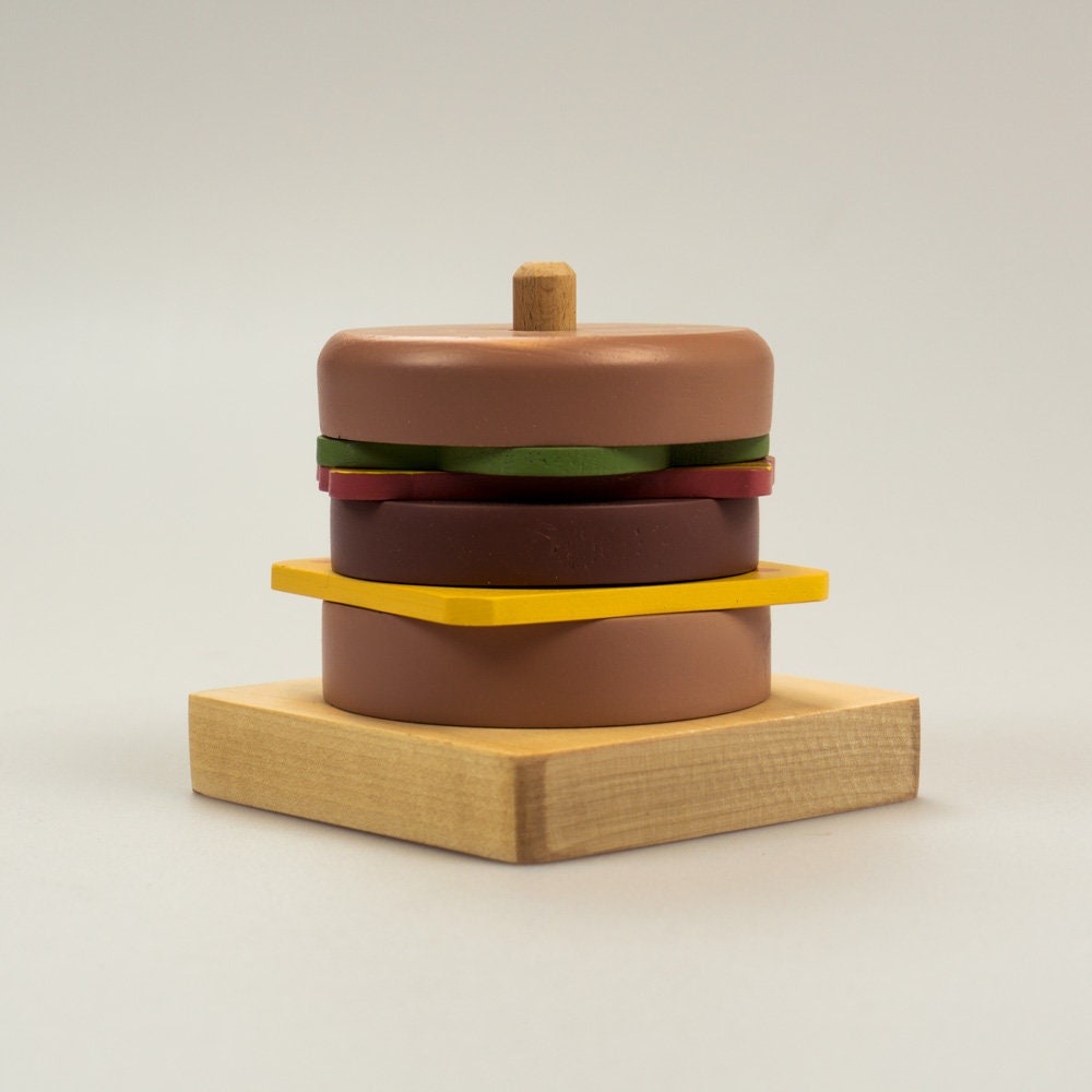 Wooden Stacking Burger Toy / Play Food Etsy