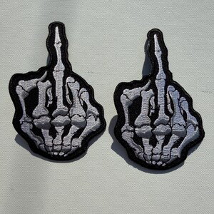 2 x Skeleton Middle Figure Bird Hand Embroidered Appliqué Iron On Sew On Patches