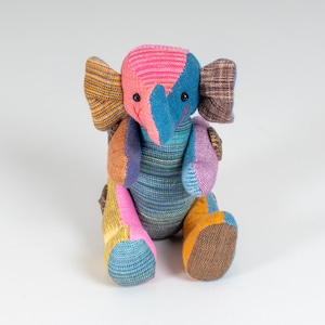 Handmade Patchwork Elephant - Organic Cotton - Decorative Animal Figure / Toy