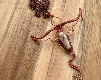 Wire-Wrapped Jasper Dragon Pendant