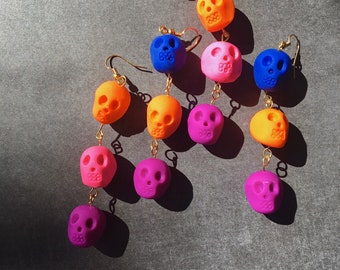 Colorful Skull Drop Earrings