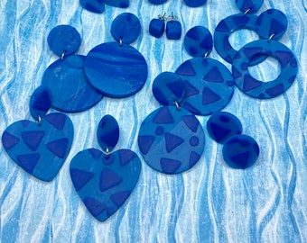 Blues on Blues Clay Earrings