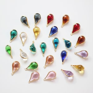10stk Vintage Glas Charme, Rahmen Glas Edelstein Anhänger, Wassertropfen Perlen Teardrop Birthstone Charme,, DIY Schmuckherstellung Lieferungen