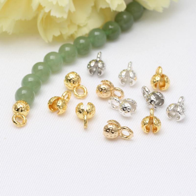 20pcs Gold Plated Crimp beads, Cord Ends, Press type ending beads, Ball…