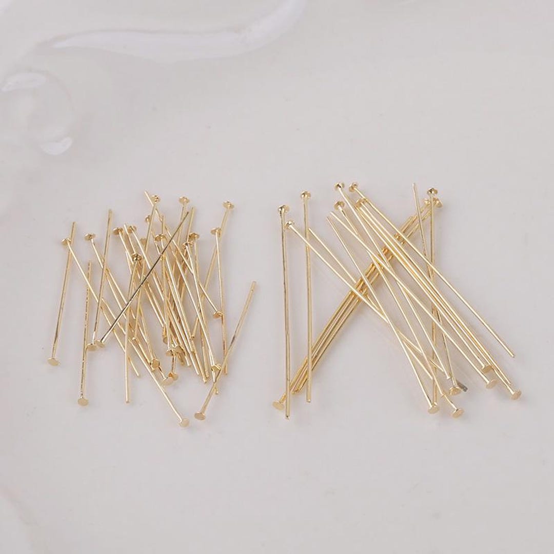 Plated Pin 100pcs Gold/silver Plated Flat Head Pin, Diy Headpins Jewelry Making ...