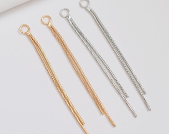 10pcs 14k Gold plated Dangle Tassel Charm, Long Tassels Pendant, DIY Jewelry Earrings Attachment