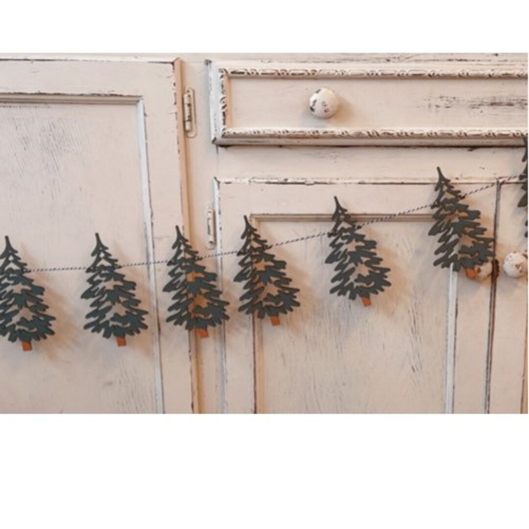 Tree Wood Garland. Christmas Tree Garland. Forest Nursery Decor