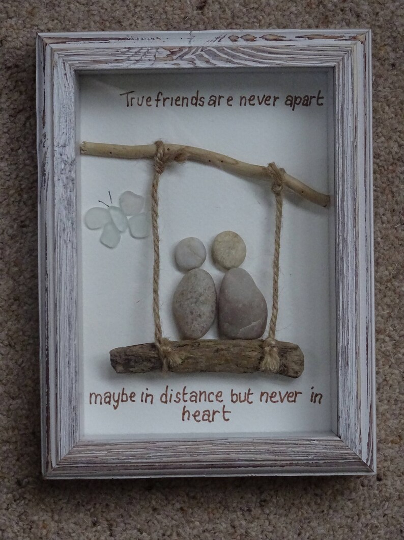 Best friends framed pebble art picture | Etsy