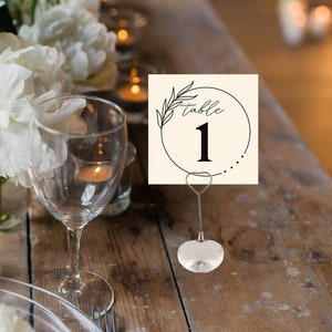 Printable Square Table Number Signs - Floral Vine Frame | Instant download Table Numbers 1-20