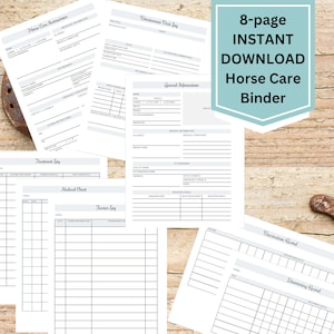 Printable Horse Care Binder | Horse Information | Horse vaccination record | Deworming Schedule | Horse Boarding Care | Treatment Tracker