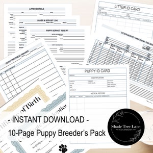 Hundezüchter-Paket - Druckbares Welpen-Züchter-Paket | Hundeausweis | Wurf | Behandlung Tracker | Weight Tracker | Zertifikat